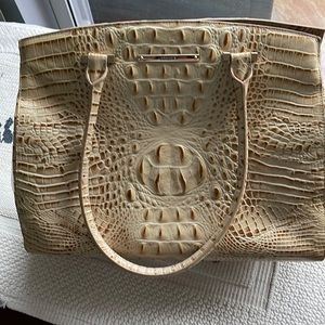 Pre loved Brahmin Alice Champagne carryall purse and wallet